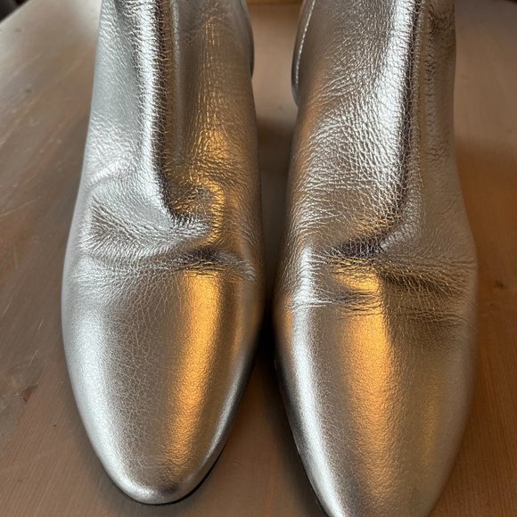 Saint Laurent Loulou 50 Silver Leather Ankle Boot - Picture 5 of 8